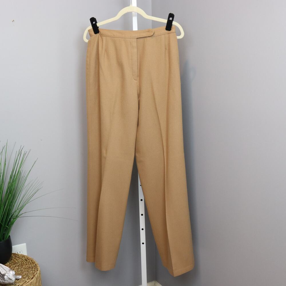 Vintage Evan Picone Camel Wool Wide Leg Trousers High Rise USA Size 14